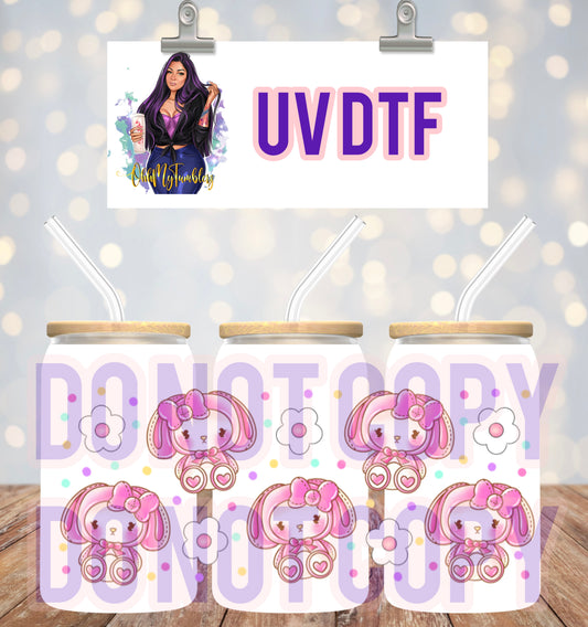 Pink Bunny Uv dtf