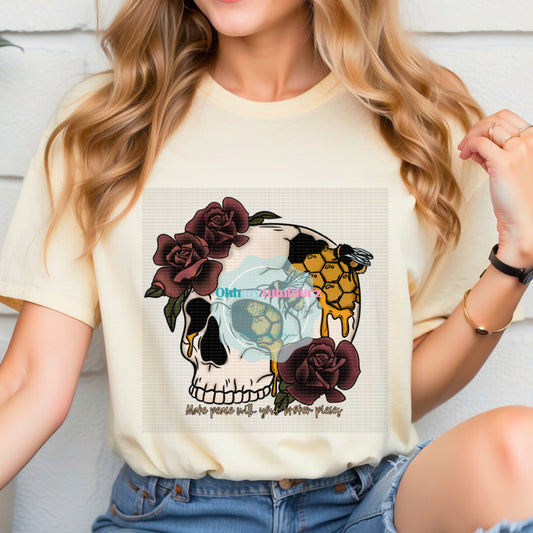 Skull and florals DTF