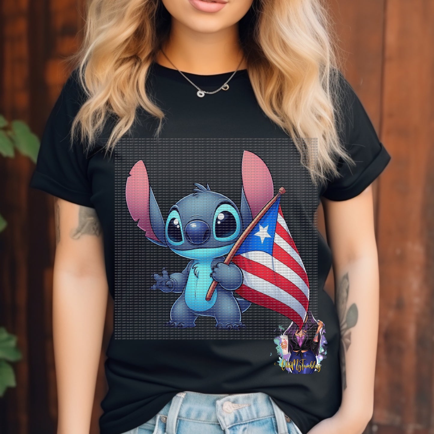 Stitch and flags DTF